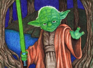 Ballpoint pen drawing of Yoda