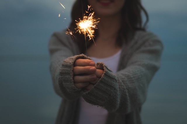 Girl holding a sparkler