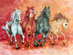 Painting of the four horses of the apocalypse